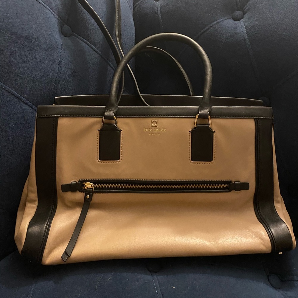 Large Kate Spade Black/Tan Purse Crossbody
